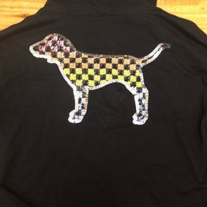 Victoria’s Secret PINK size xs pullover with bling checkered dog